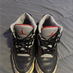 Jordan 3 Black cement Shoes in Black, Gray and Red Interior